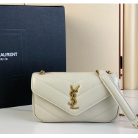 New Cheap Saint Laurent Loulou Mini Bag in Matelasse Lambskin 821749 White 2025