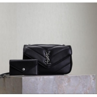 Buy Fashionable Saint Laurent Loulou Mini Bag in Matelasse Lambskin 821749 Black/Silver 2025