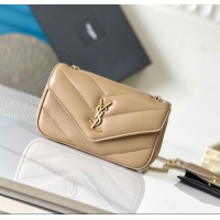 New Fashion Saint Laurent Loulou Mini Bag in Matelasse Lambskin 821749 Beige 2025