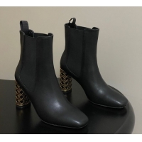 Purchase Dior Icon Ankle Boots 8cm Cannage Metal-Tone Heel in Calfskin Leather Black 1029048