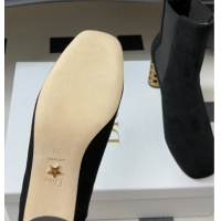 Good Quality Dior Icon Ankle Boots 8cm Cannage Metal-Tone Heel in Suede Black 1029050