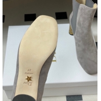Good Looking Dior Icon Ankle Boots 8cm Cannage Metal-Tone Heel in Suede Grey 1029052