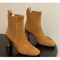 Grade Quality Dior Icon Ankle Boots 8cm Cannage Metal-Tone Heel in Suede Brown 1029053