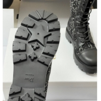 Top Design Dior D-Unit Ankle Boots 4.5cm in Black and White Cannage Tweed and Black Calfskin 1029055
