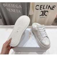 Sumptuous Dior Star Platform Sneaker Mules 5cm in Calfskin Leather and Wool White 1029057
