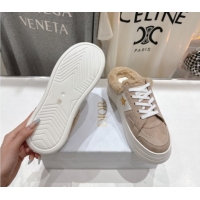 Classic Hot Dior Star Platform Sneaker Mules 5cm in Suede and Wool Beige 51029058