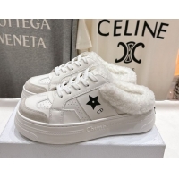Most Popular Dior Star Platform Sneaker Mules 5cm in Calfskin Leather and Wool White 51029059