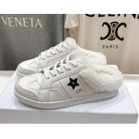 Durable Dior Star Sneaker Mules in Calfskin Leather and Wool White 51029062