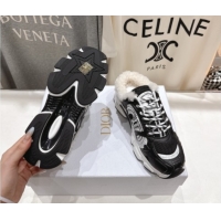 Best Product Dior Chrono Sneaker Mules in Mesh, Leather-Effect and Wool Black/White 51029063