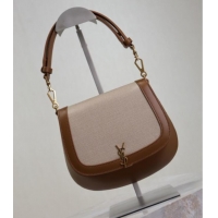 Best Price Saint Laurent Voltaire Bag in Cotton Linen and Leather 753824 Brown 2025