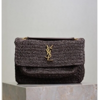 Promotional Saint Laurent Medium Niki Bag in Raffia Straw 633158 Coffee Brown 2025