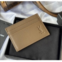 Best Price Saint Laurent Cassandre Shadow Card Case in Grained Leather 687098 Beige 2025