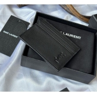 Best Price Saint Laurent Cassandre Shadow Card Case in Grained Leather 687098 Black 2025