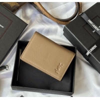 Cheapest Saint Laurent Cassandre Shadow Business Card Case in Grained Leather 693492 Beige 2025