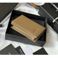 Cheapest Saint Laurent Cassandre Shadow Business Card Case in Grained Leather 693492 Beige 2025