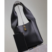 Discount Saint Laurent Leather Hobo Shoulder Bag 773686 Black 2025