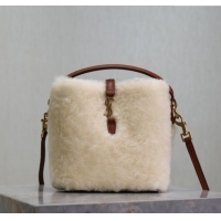 Trendy Design Saint Laurent LE 37 Mini Bucket Bag in Shearling 765870 Cream White 2025