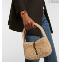 Best Price Saint Laurent Mini LE 5 A 7 Soft Hobo Bag in Shearling 710310 Cream White 2025