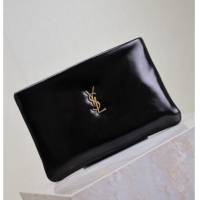 Unique Grade Saint Laurent Calypso Pouch in Wax Leather 765025 Black 2025