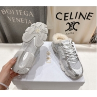 Top Grade Dior Chrono Sneaker Mules in Mesh, Leather-Effect and Wool Silver/White 51029064