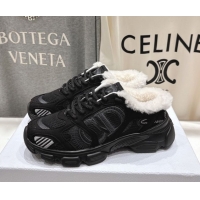 Best Grade Dior Chrono Sneaker Mules in Mesh, Suede and Wool Black 51029065