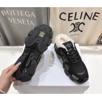 Best Grade Dior Chrono Sneaker Mules in Mesh, Suede and Wool Black 51029065