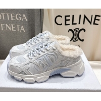 Best Price Dior Chrono Sneaker Mules in Mesh, Leather-Effect and Wool White/Blue 51029068