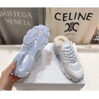 Best Price Dior Chrono Sneaker Mules in Mesh, Leather-Effect and Wool White/Blue 51029068