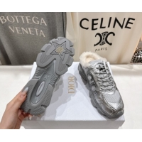 Pretty Style Dior Chrono Sneaker Mules in Mesh, Leather-Effect and Wool Silver Grey 51029069