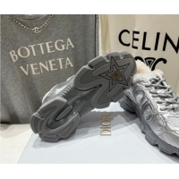 Good Quality Dior Chrono Sneakers in Mesh, Leather-Effect and Wool Silver/White 1029071