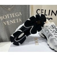 Classic Hot Dior Chrono Sneakers in Mesh, Leather-Effect and Wool White/Black 51029073