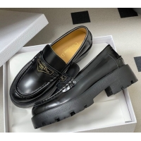 Stylish Dior Boy Platform Loafers in Brushed Calfskin Leather Black 1029076