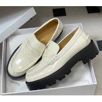 Good Product Dior Boy Platform Loafers in Brushed Calfskin Leather White 1029077