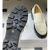 Good Product Dior Boy Platform Loafers in Brushed Calfskin Leather White 1029077