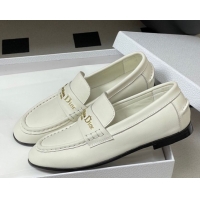 Top Design Dior Boy Flat Loafers in Supple Calfskin Leather White 1029079
