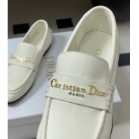 Top Design Dior Boy Flat Loafers in Supple Calfskin Leather White 1029079