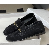 Shop Duplicate Dior Boy Flat Loafers in Supple Suede Black 1029080