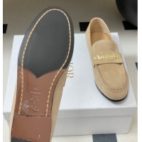 Good Product Dior Boy Flat Loafers in Supple Suede Beige 1029081