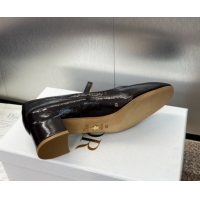 Grade Dior New Mary Janes Pumps 3.5cm in Black Crinkled Patent Calfskin Leather 1029088
