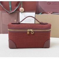 Buy Discount Loro Piana LP Extra Pocket Pouch L19 in Canvas and Leather 2301 Burgundy 2025