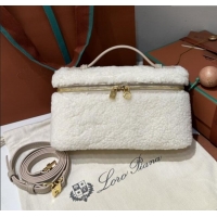 Top Quality Loro Piana LP Extra Pocket Pouch L19 in Shearling & Leather 2301 White 2025