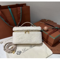 Top Quality Loro Piana LP Extra Pocket Pouch L19 in Shearling & Leather 2301 White 2025