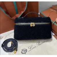 Best Product Loro Piana LP Extra Pocket Pouch L19 in Shearling & Leather 2301 Navy Blue 2025