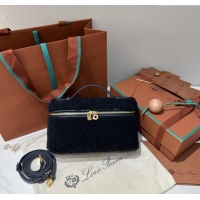 Best Product Loro Piana LP Extra Pocket Pouch L19 in Shearling & Leather 2301 Navy Blue 2025
