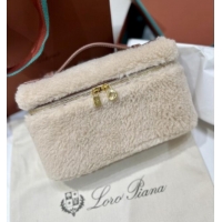 Pretty Style Loro Piana LP Extra Pocket Pouch L19 in Shearling & Leather 2301 Beige 2025