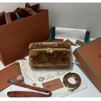 Top Grade Loro Piana LP Extra Pocket Pouch L19 in Shearling & Leather 2301 Brown 2025