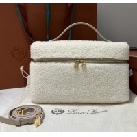 Top Grade Loro Piana LP Extra Pocket Pouch L27 in Shearling & Leather 2302 White 2025