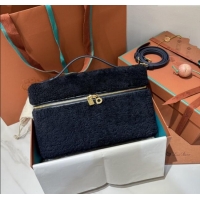 Buy Cheap Loro Piana LP Extra Pocket Pouch L27 in Shearling & Leather 2302 Navy Blue 2025
