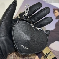 Luxury Cheap Alaia LE CŒUR Coin Purse in Goatskin 8841 Black 2025