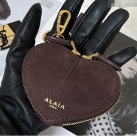 Best Product Alaia LE CŒUR Coin Purse in Suede 8841 Coffee 2025